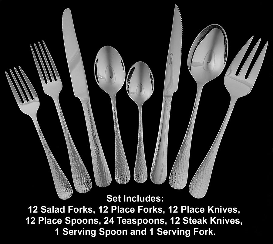 Olde English Hammered (Stainless) 86 Piece Set by Reed & Barton-1