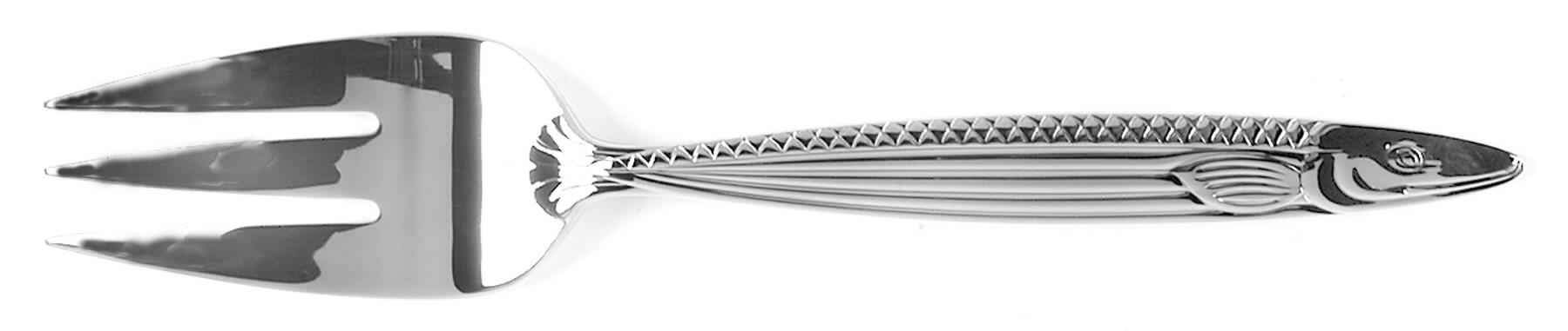 Pisces (Stainless) Large Solid Cold Meat Serving Fork by Reed & Barton-1