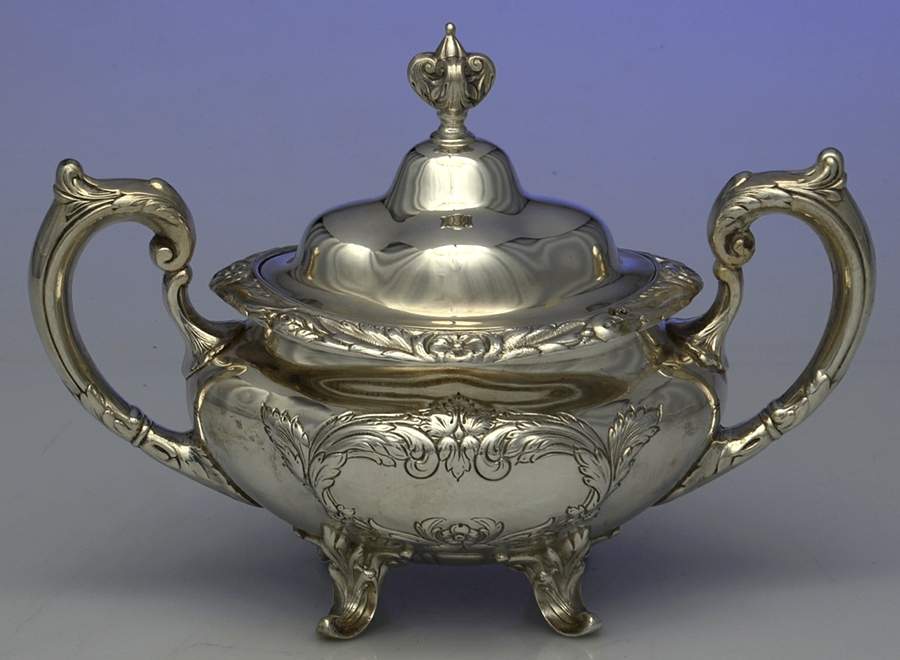 Burgundy (Sterling, Hollowware)  Sugar Bowl & Lid by Reed & Barton-1