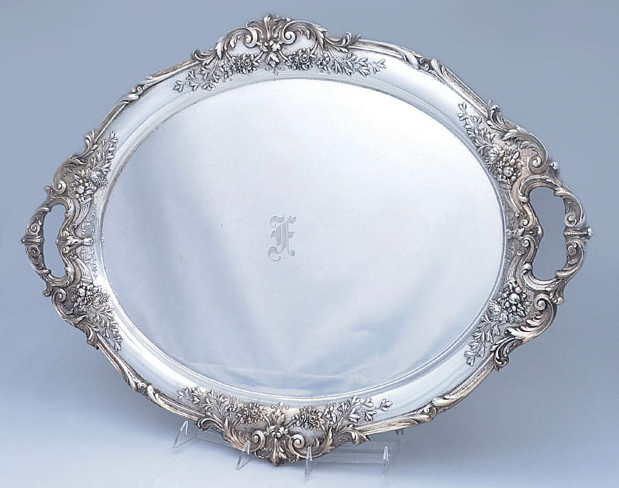 Francis I (Sterling, Hlwr, Eagle-R-Lion, Dated, Oval) Large Waiter Tray by Reed & Barton-1