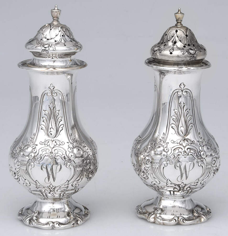 Francis I (Sterling, Hlwr, Eagle-R-Lion, Dated, Oval) Salt & Pepper Set by Reed & Barton-1