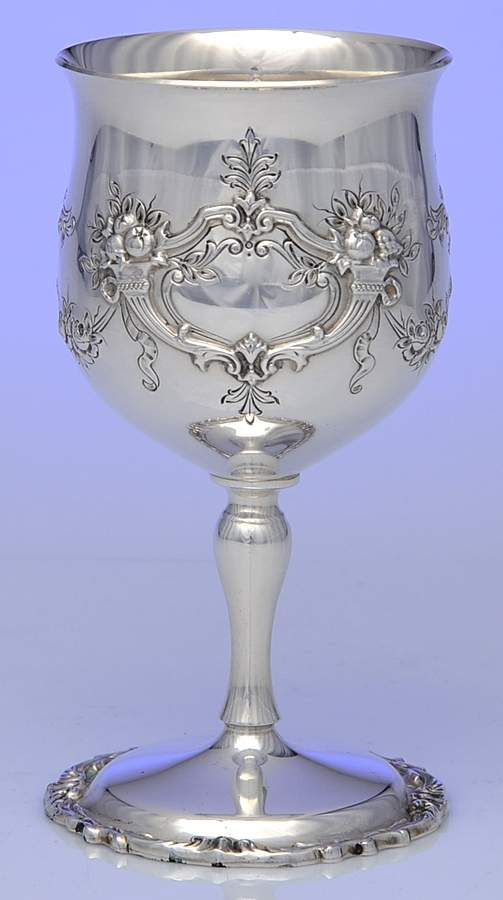 Francis I (Sterling, Hlwr, Eagle-R-Lion, Dated, Oval) Sterling Chased Water Goblet by Reed & Barton-1