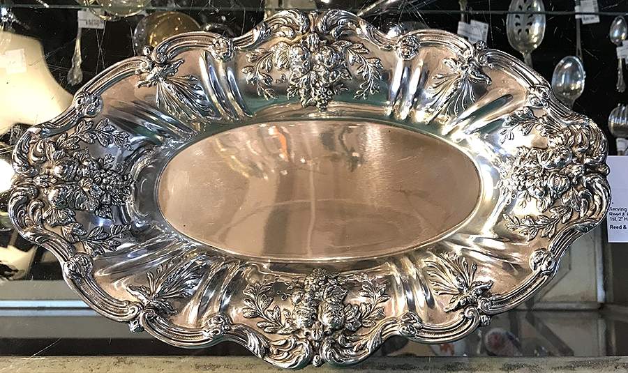 Francis I (Sterling, Hlwr, Eagle-R-Lion, Dated, Oval) Footed Sterling Bread Tray by Reed & Barton-1
