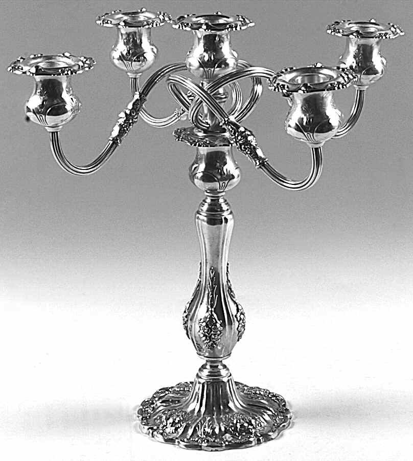 Francis I (Sterling, Hlwr, Eagle-R-Lion, Dated, Oval) Large 5-Light Candelabra by Reed & Barton-1
