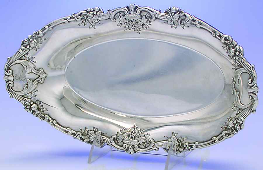 Francis I (Sterling, Hlwr, Eagle-R-Lion, Dated, Oval) Hand-Chased Sterling Bread Tray by Reed & Barton-1