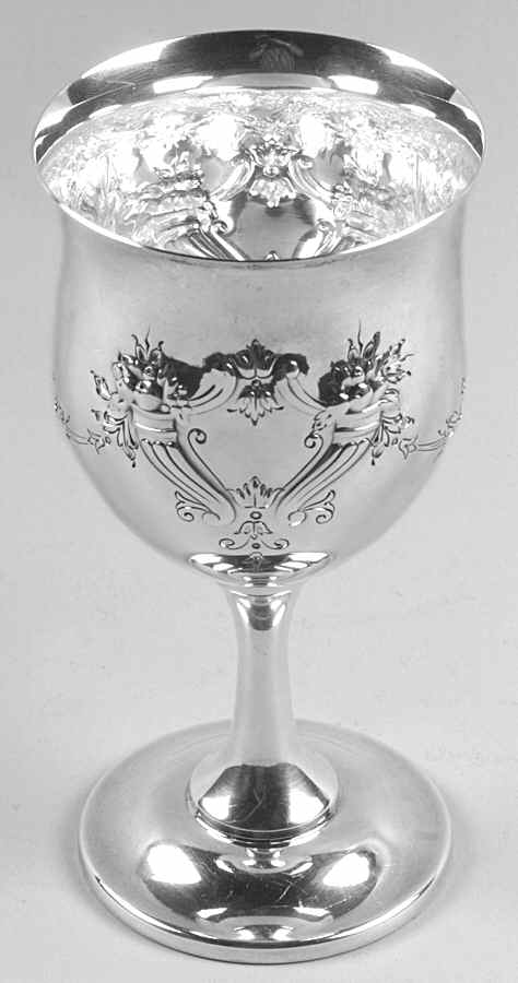 Francis I (Sterling, Hlwr, Eagle-R-Lion, Dated, Oval) Sterling Chased Water Goblet by Reed & Barton-1