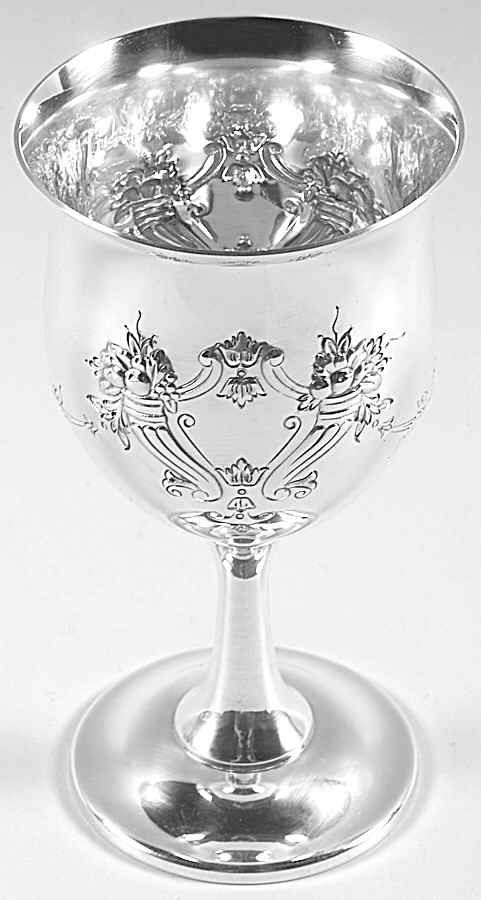 Francis I (Sterling, Hlwr, Eagle-R-Lion, Dated, Oval) Sterling Chased Water Goblet by Reed & Barton-1