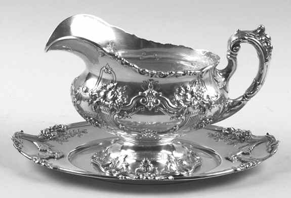 Francis I (Sterling, Hlwr, Eagle-R-Lion, Dated, Oval) Sterling Gravy Boat & Underplate by Reed & Barton-1