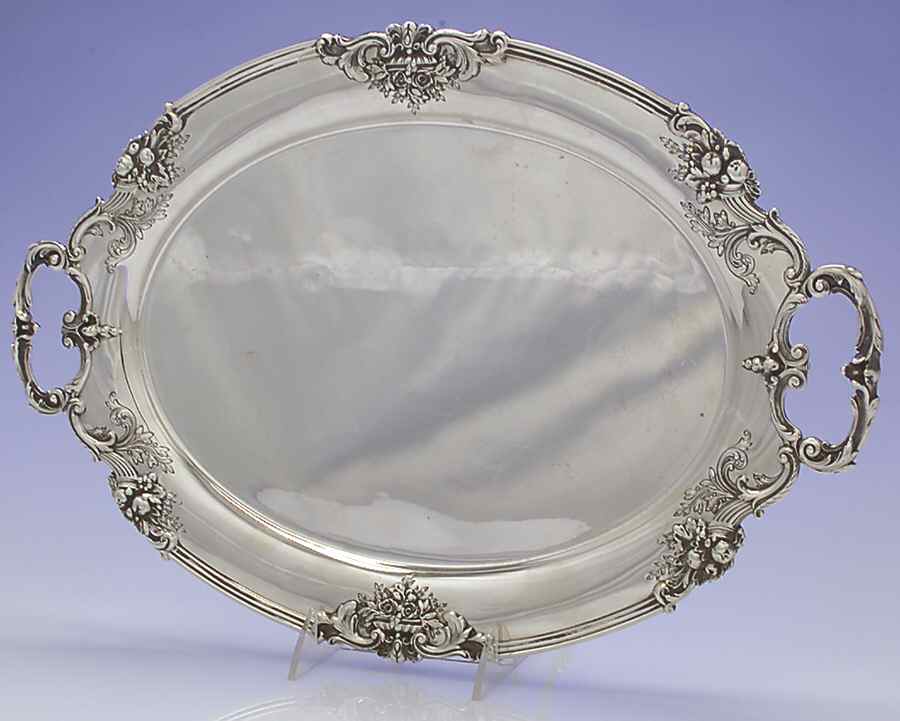 Francis I (Sterling, Hlwr, Eagle-R-Lion, Dated, Oval) Sterling Demitasse Tray by Reed & Barton-1