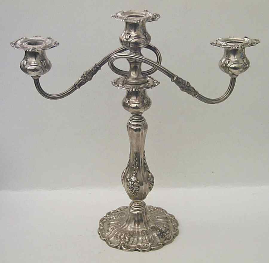 Francis I (Sterling, Hlwr, Eagle-R-Lion, Dated, Oval) Large 3-Light Candelabra by Reed & Barton-1
