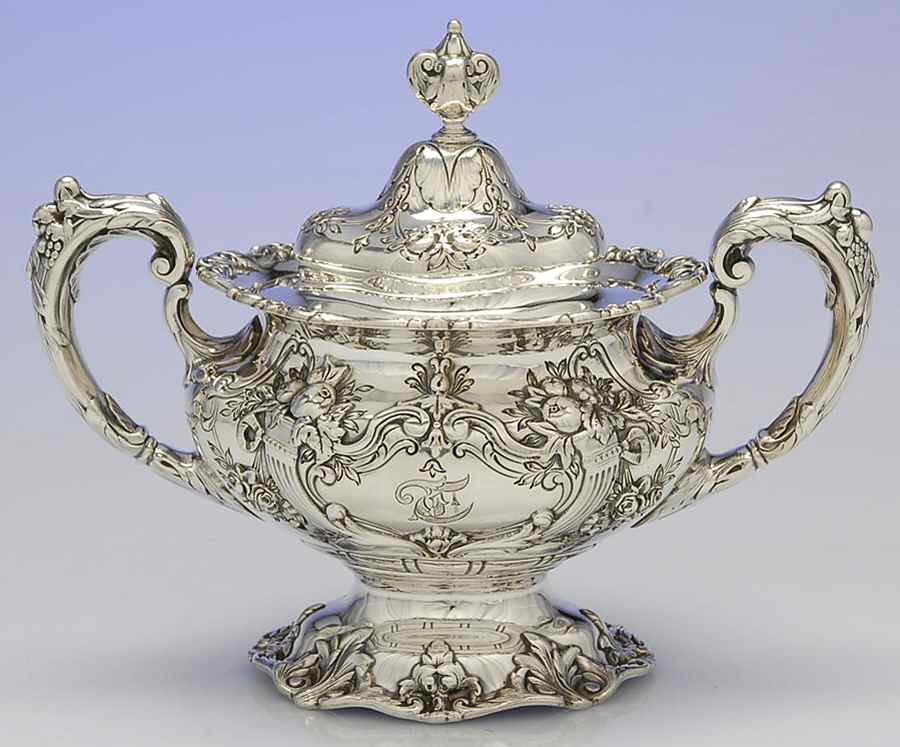Francis I (Sterling, Hlwr, Eagle-R-Lion, Dated, Oval) Sugar Bowl & Lid by Reed & Barton-1