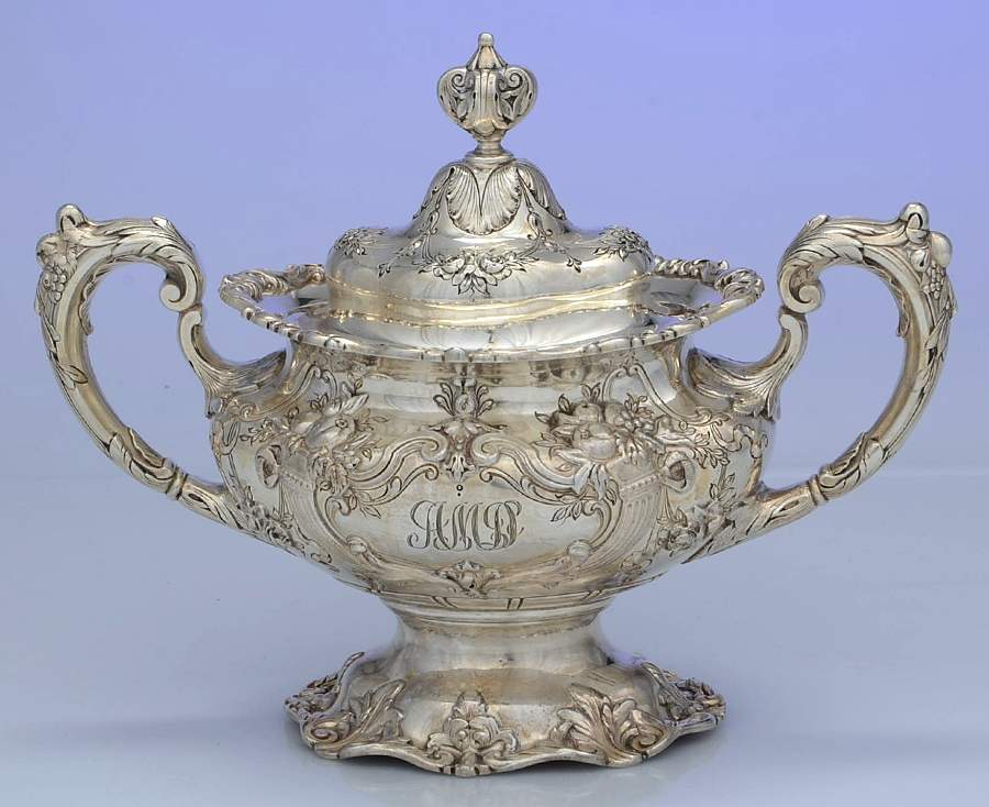 Francis I (Sterling, Hlwr, Eagle-R-Lion, Dated, Oval) Sugar Bowl & Lid by Reed & Barton-1