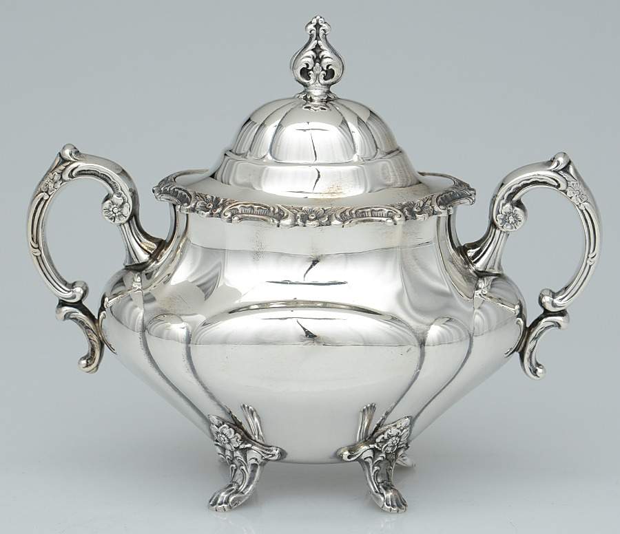 Georgian Rose (Sterling, Hollowware) Sugar Bowl & Lid by Reed & Barton-1