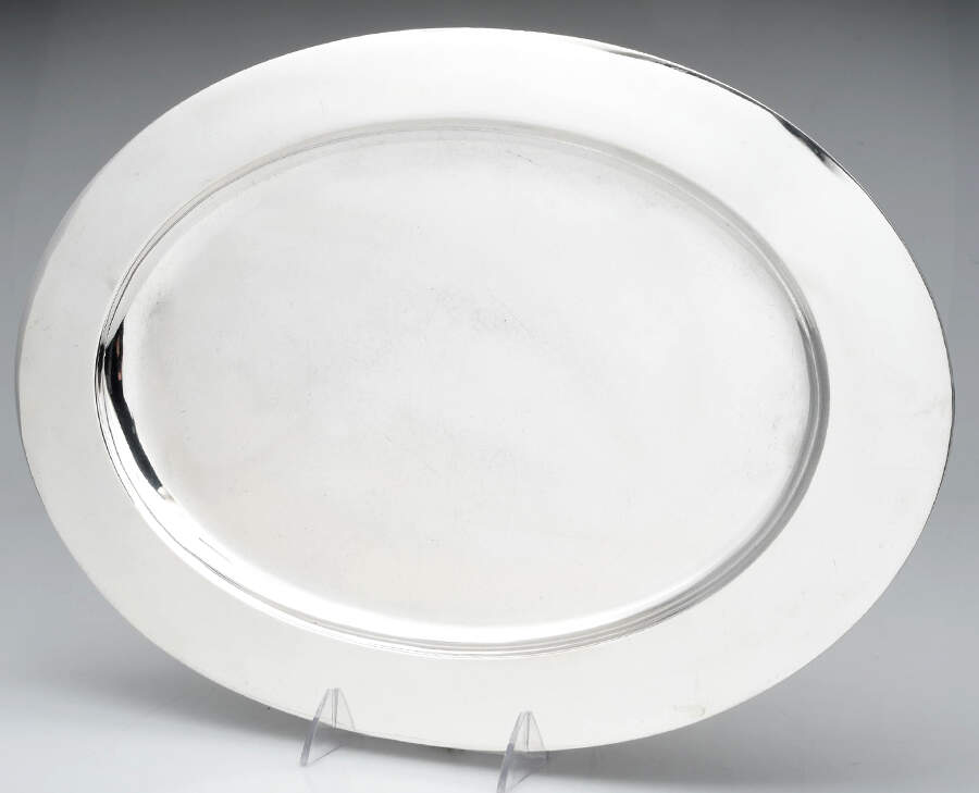 Pointed Antique (Sterling, Hollowware) 18" Oval Serving Platter by Reed & Barton-1