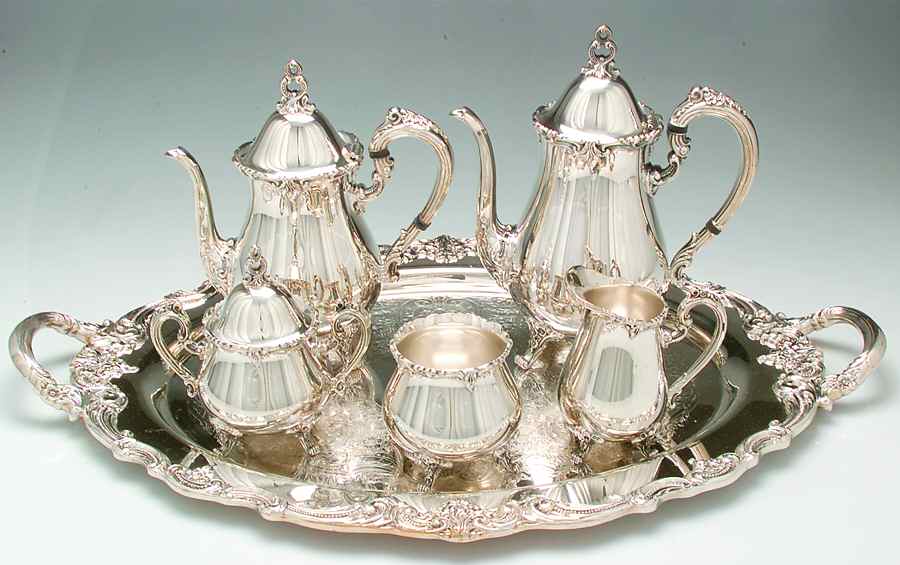 El Greco (Silverplate, Hollowware) 6-Piece Plated Tea Set (Waste & Tray) by Reed & Barton-1