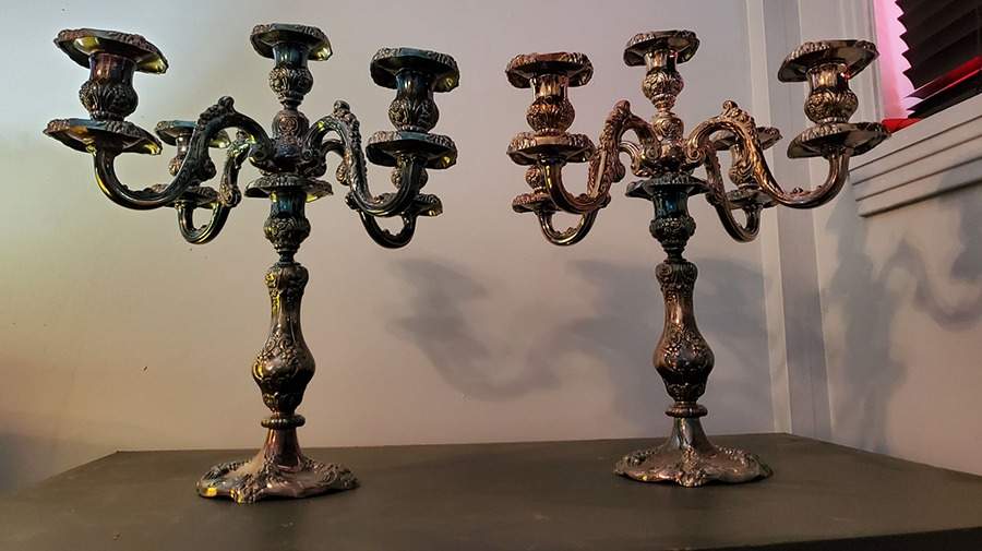 King Francis (Silverplate, Hollowware) Pair of 16" 5 Light Candelabra by Reed & Barton-1