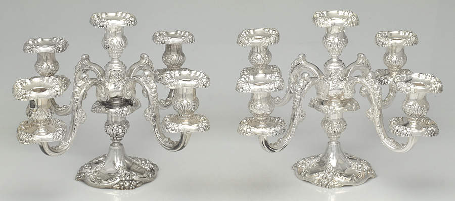 King Francis (Silverplate, Hollowware) Pair of Medium 5 Light Candelabra by Reed & Barton-1