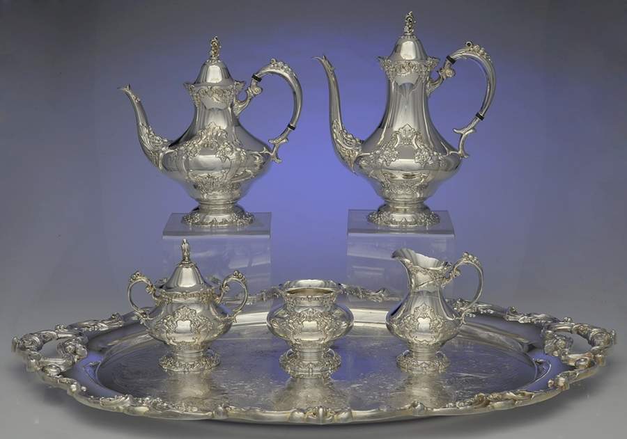 King Francis (Silverplate, Hollowware) 6-Piece Plated Tea Set (Waste & Tray) by Reed & Barton-1