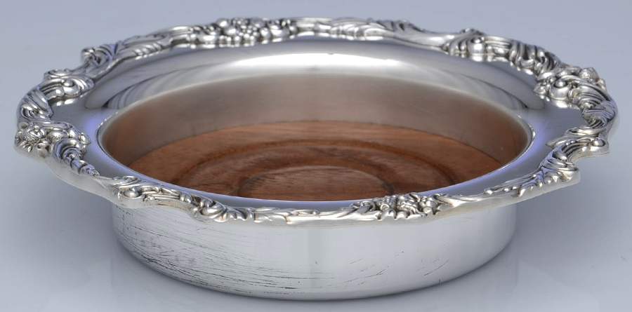 King Francis (Silverplate, Hollowware) Wine Coaster with Wood Base by Reed & Barton-1