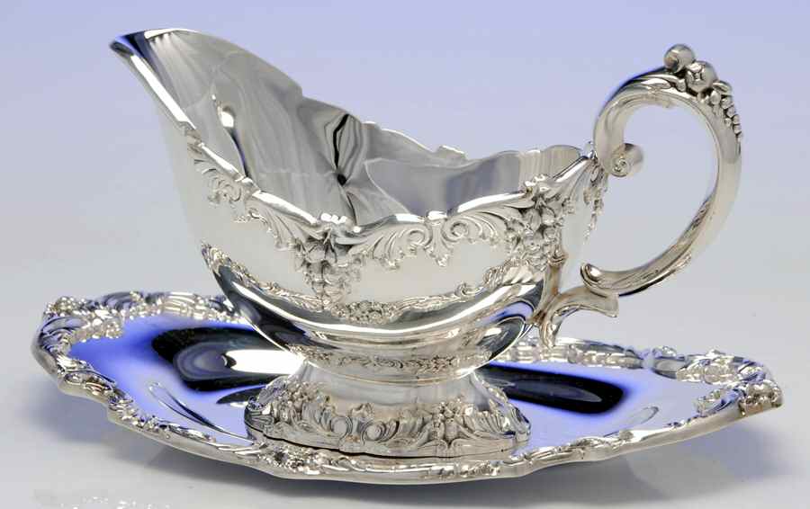 King Francis (Silverplate, Hollowware) Gravy Boat & Underplate by Reed & Barton-1