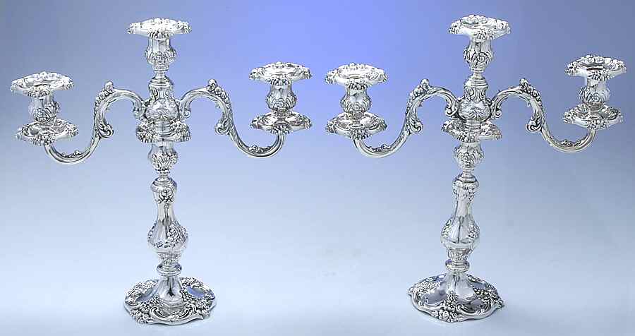 King Francis (Silverplate, Hollowware) Pair of Large 3-Light Candelabra by Reed & Barton-1