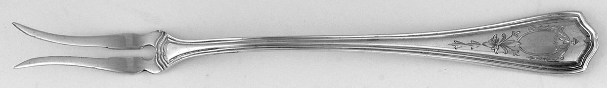 Hepplewhite-Engrv (Sterling, 1907, No Monos) Two-Tine Butter Pick by Reed & Barton-1