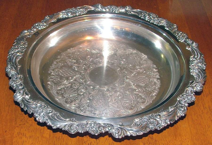 Burgundy (Silverplate, Hollowware, Older) Pie Plate No Glass Liner by Reed & Barton-1