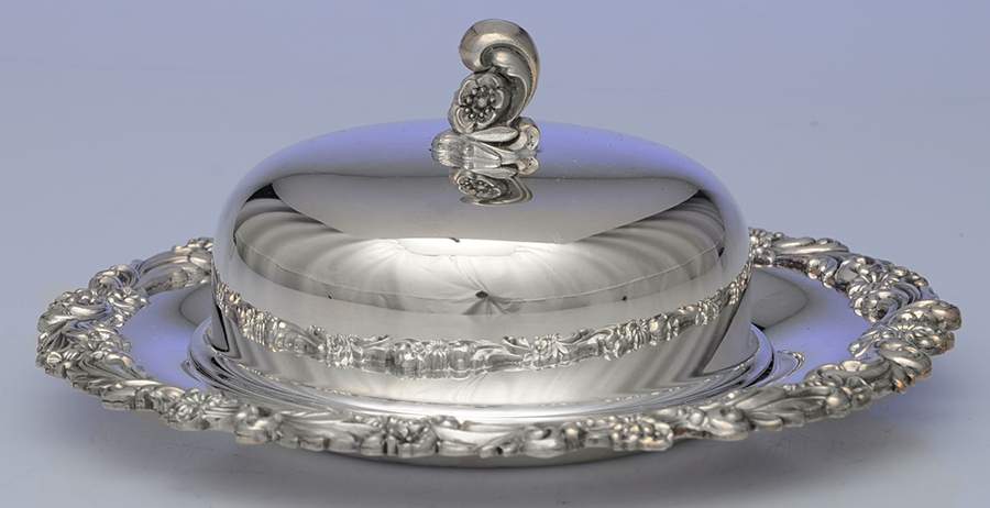 Burgundy (Silverplate, Hollowware, Older) Plated Covered Round Butter by Reed & Barton-1