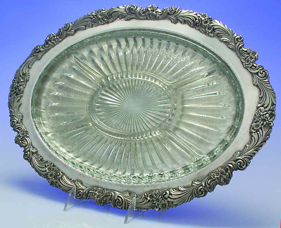 Burgundy (Silverplate, Hollowware, Older) 5 Part Relish with Glass Liner(S) by Reed & Barton-1