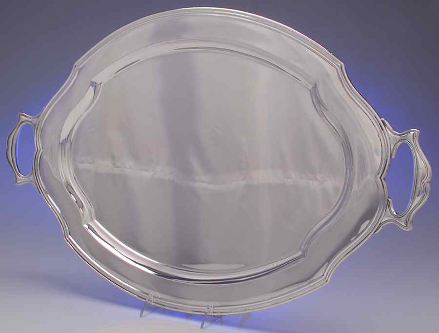 Hepplewhite-Plain (Sterling, 1907, Hollowware) Large Waiter Tray by Reed & Barton-1