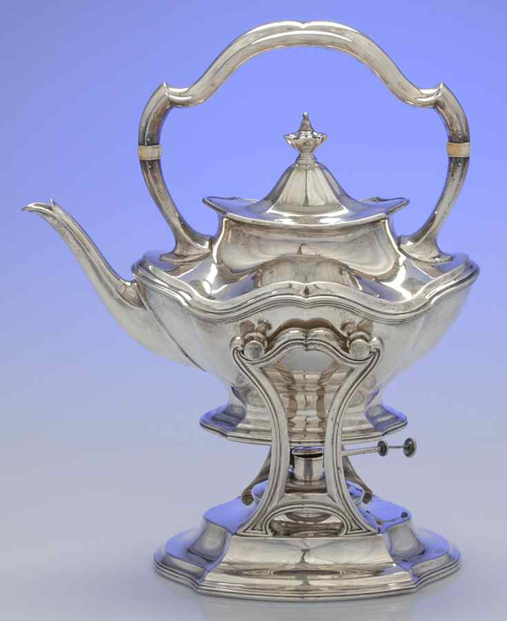 Hepplewhite-Plain (Sterling, 1907, Hollowware) Kettle, Stand & Burner by Reed & Barton-1