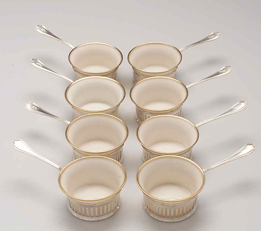 Hepplewhite-Plain (Sterling, 1907, Hollowware) (Set of 8) Ramekin with Lenox Liner by Reed & Barton-1
