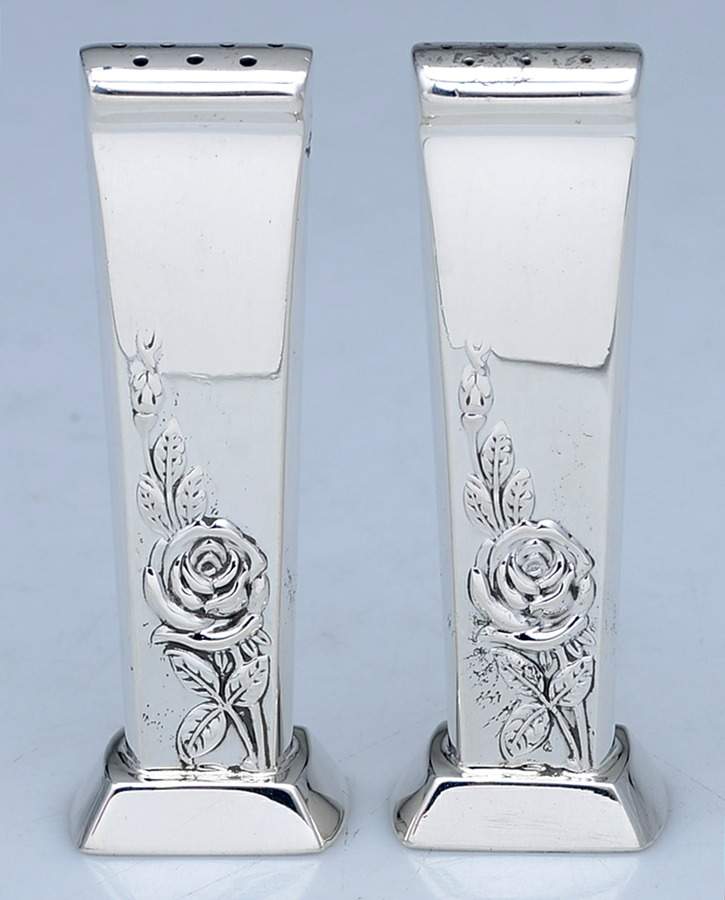 Classic Rose (Sterling, 1954, Hollowware) Salt and Pepper Set by Reed & Barton-1