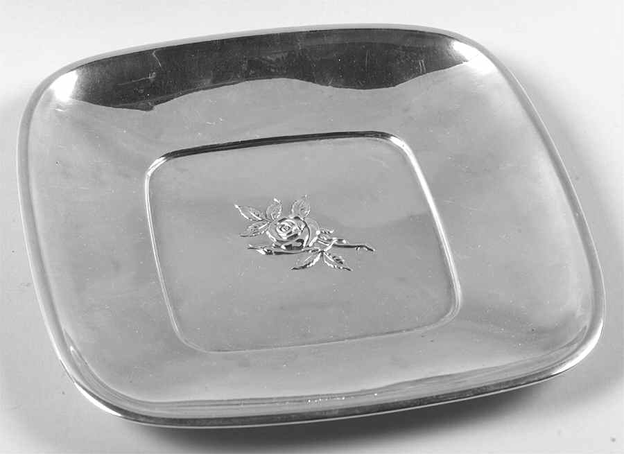 Classic Rose (Sterling, 1954, Hollowware) Square Sterling Sandwich Plate by Reed & Barton-1
