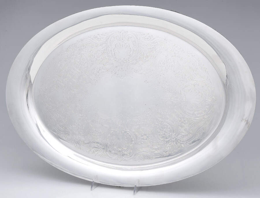 Denmark (Silverplate, 1963, Hollowware) Large Silverplate Waiter Tray by Reed & Barton-1