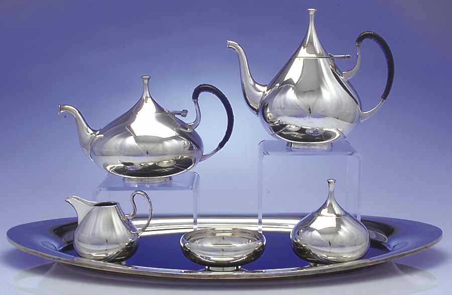 Dimension (Silverplate, Hollowware) 6 Piece Tea Set (CP1,TP1, CR, SU, PWB, WT25L) by Reed & Barton-1