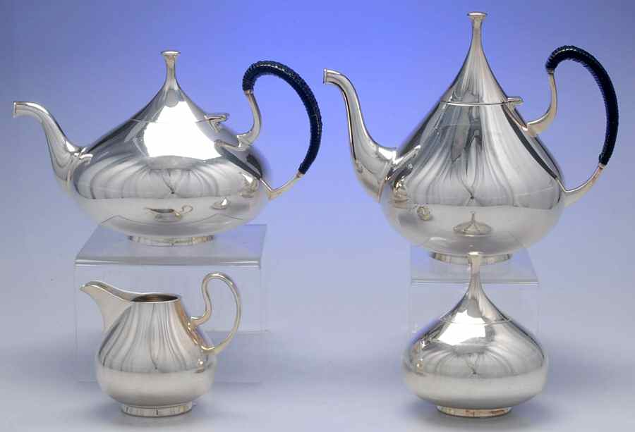 Dimension (Silverplate, Hollowware) 4 Piece Tea Set (CP2, TP2, CR, SU) by Reed & Barton-1