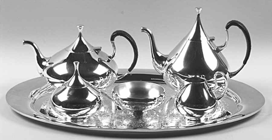 Dimension (Silverplate, Hollowware) 6 Piece Tea Set (CP2, TP2, CR, SU, PWB, WT25) by Reed & Barton-1
