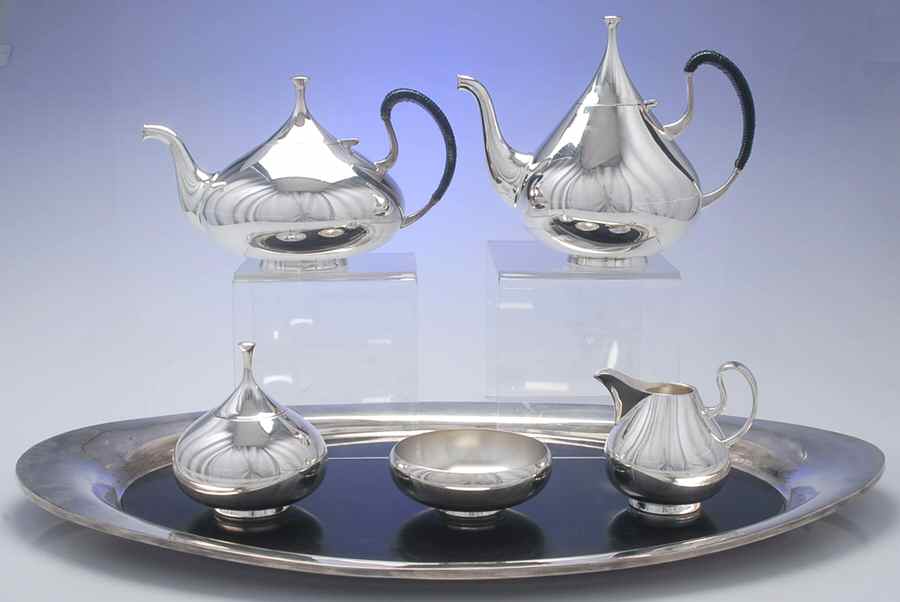 Dimension (Silverplate, Hollowware) 6 Piece Tea Set (CP2, TP2, CR, SU, PWB, WT25L) by Reed & Barton-1