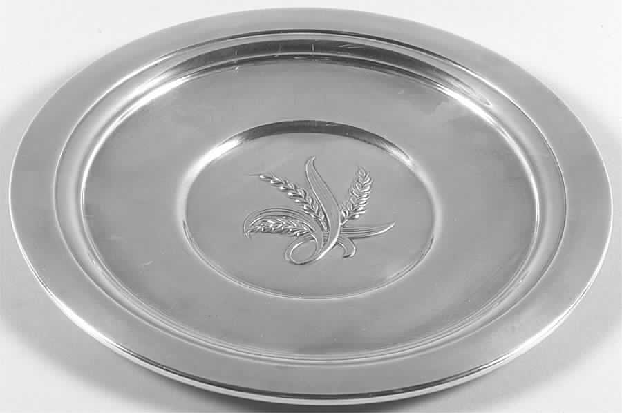 Silver Wheat (Sterling, 1952, Hollowware) Sterling Cookie Plate by Reed & Barton-1