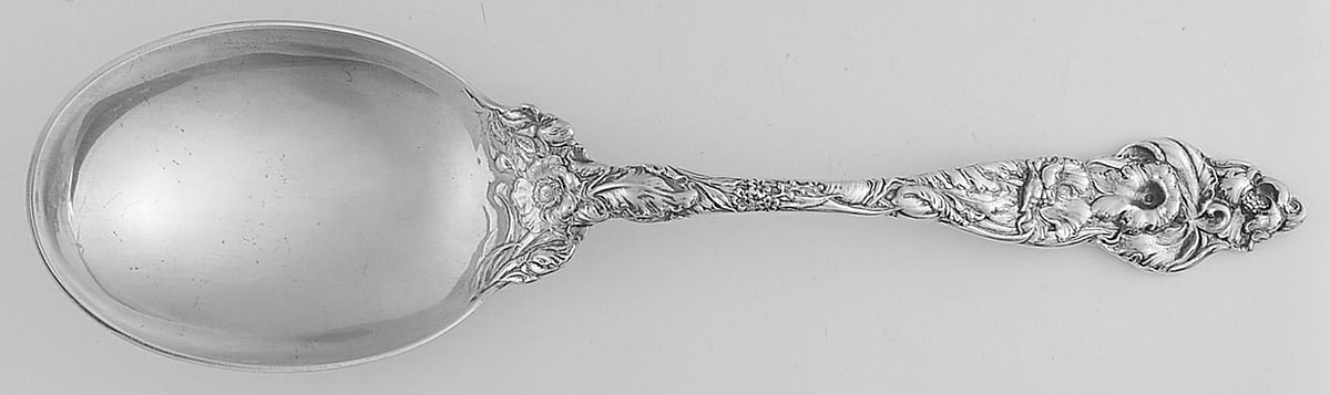 Les Six Fleurs (Sterling, 1901) Vegetable Serving Spoon (Solid) by Reed & Barton-1