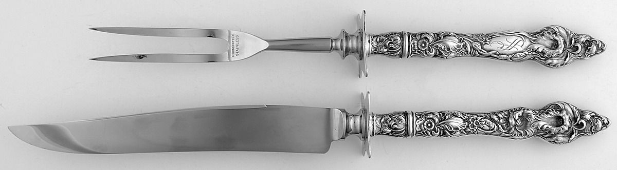 Les Six Fleurs (Sterling, 1901) (2 Pc)Carving Set-Lg Stnbl/Roast w/Sterling Guard by Reed & Barton-1