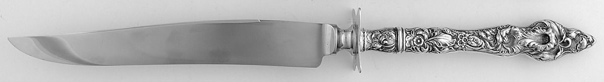 Les Six Fleurs (Sterling, 1901) Large Carving/Roast Knife StnlBl w/Sterling Guard by Reed & Barton-1