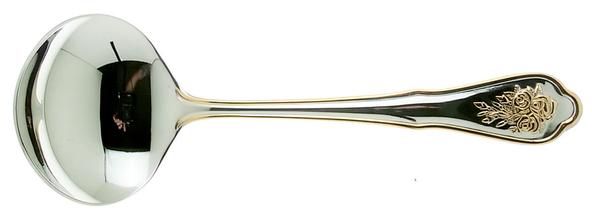 Old Country Roses (Stainless, Gold Accent) Solid Gravy Ladle by Royal Doulton-1