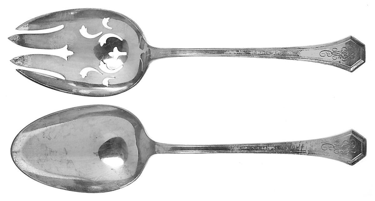 Sierra (Silverplate, 1914, Monograms) (2 Pc) Solid Salad Set by Reed & Barton-1