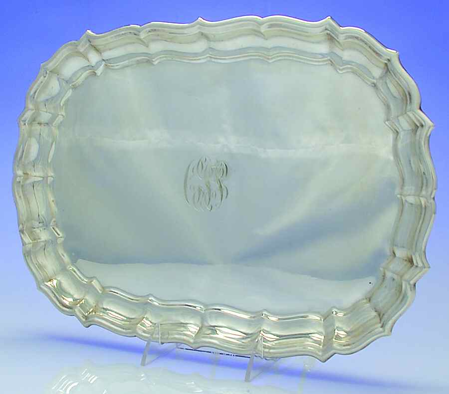 Chippendale (Sterling, Hollowware) 15" Oval Serving Platter by Reed & Barton-1