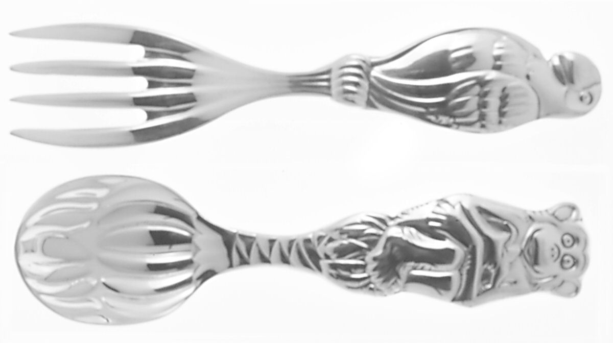 Silver Safari I (Silverplate) 2 Pc Baby Set (BF, BS) by Reed & Barton-1