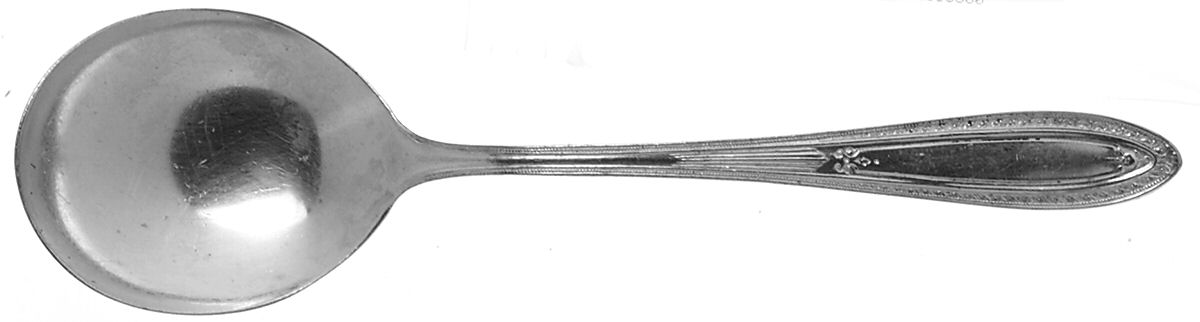 Sir Galahad (Silverplate, 1927, Monograms) Round Bowl Soup Spoon (Gumbo) by Reed & Barton-1