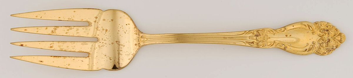 Golden Festivity (Gold Electroplate) Medium Solid Cold Meat Serving Fork by Reed & Barton-1