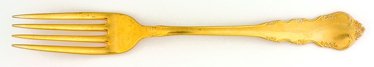 Golden Dresden Rose (Gold Electroplate, 1953) Fork by Reed & Barton-1